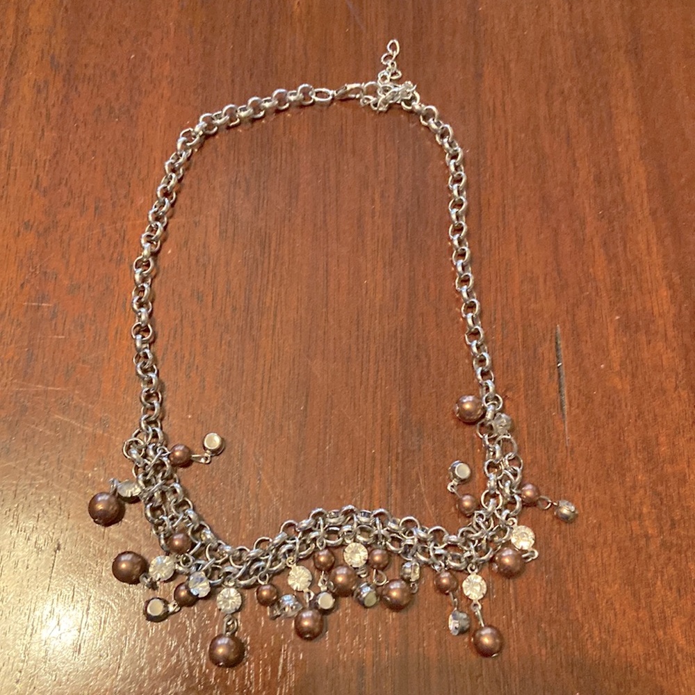 Paparazzi silver with brown necklace and brown stretchy ring